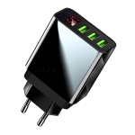 3xUSB Зарядно устройство 220V, 3.1A, бързо с цифров волтметър/амперметър
