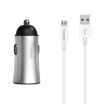 2xUSB Зарядно устройство за кола Yookie PC1, 5V/2.4A, 12/24V, кабел Micro USB