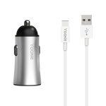2xUSB Зарядно устройство за кола Yookie PC1, 5V/2.4A, 12/24V, кабел Type-C