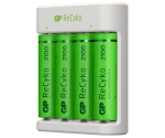 Зарядно устройство за батерии + 4бр батерии NiMH 1.2 V AA/R6 2100mAh GP RECYKO