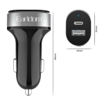 Зарядно устройство за кола Earldom ES-CC14, 1xUSB, 1xType-C, С Type-C кабел, Черен
