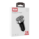 Зарядно устройство за кола Earldom ES-CC14, 1xUSB, 1xType-C, С Type-C кабел, Черен