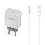 Мрежово зарядно устройство DeTech DE-30PD, 5V/3.0A 220V, 1 x Type-C F, PD, с кабел Type-C