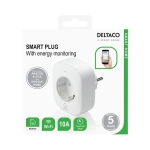 Смарт контакт DELTACO SH-P01E, 10А, WIFI 2.4GHZ, 1XCEE 7/3, следене на ел. консумация