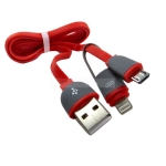 Кабел Micro USB + Lightning адаптер за iPhone за Зареждане-Синхронизиране червен, 1 метър