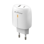 Мрежово зарядно устройство DeTech DE-31, 20W, 1 x Type-C F, 1 x USB F, PD, QC