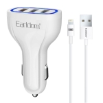 Зарядно за кола Earldom ES-CC13, 3xUSB, QC3.0, с Lightning кабел
