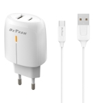 Мрежово зарядно устройство DeTech DE-31M, 20W, с Micro USB кабел, 1xType-C F, 1xUSB