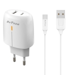 Мрежово зарядно устройство DeTech DE-31C, 20W, с Type-с кабел, 1xType-C F, 1xUSB