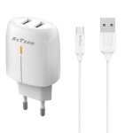 Мрежово зарядно устройство DeTech DE-32QCM, 18W, с Micro USB кабел, 2xUSB