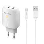 Мрежово зарядно устройство DeTech DE-32QCC, 18W, с Type-C кабел, 2xUSB