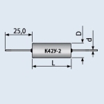 100nF 250V кондензатор, аксиален / К42У-2 250 в 0.1 мкф