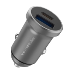 Бързо зарядно устройство VS Mobile - 12-24V 1xUSB-A 2.4A + 1xUSB Type-C 3.0A 20W PD Сив