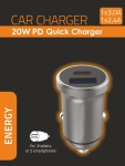 Бързо зарядно устройство VS Mobile - 12-24V 1xUSB-A 2.4A + 1xUSB Type-C 3.0A 20W PD Сив