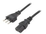 Захранващ кабел за компютър H05VV-F 3x1.00кв.мм. 3 метра с италиански щепсел CEI 23-50 (L) и IEC C13