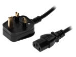 Захранващ кабел H05VV-F 3Х1.00кв.мм. 1,8 метра с английски щепсел BS 1363 (G)  и IEC C13