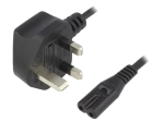 Захранващ кабел H05VV-F 2Х0.75кв.мм. 5м. с английски щепсел BS 1363 (G) и IEC C7