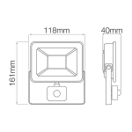 068-011-0020 Светодиоден прожектор със сензор за движение SMD LED 20W 2200Lm 6400K IP65 220V черен
